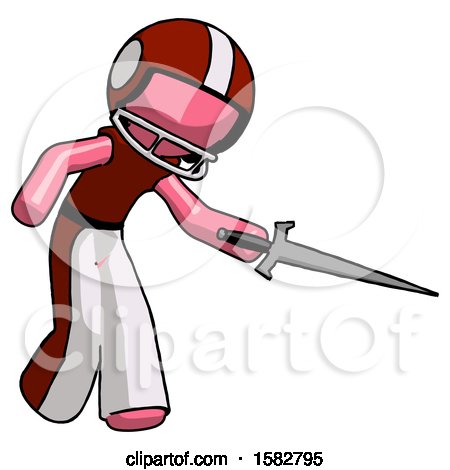 Pink Football Player Man Sword Pose Stabbing or Jabbing by Leo Blanchette