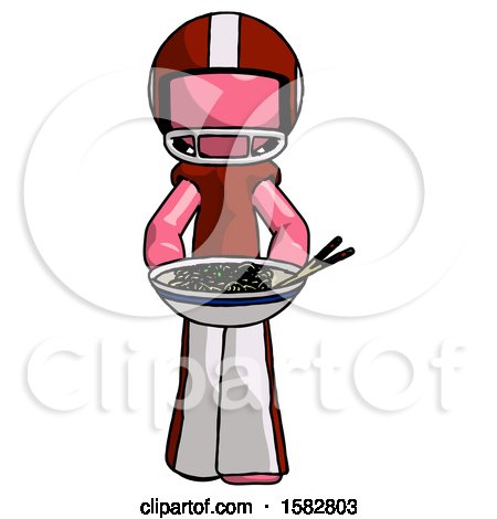 Pink Football Player Man Serving or Presenting Noodles by Leo Blanchette