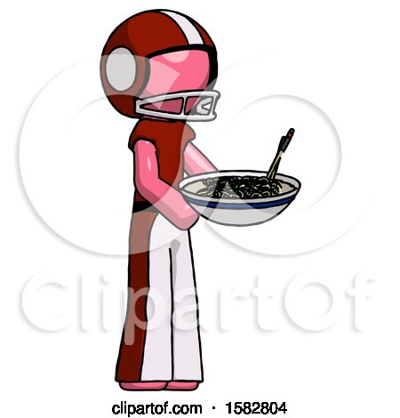 Pink Football Player Man Holding Noodles Offering to Viewer by Leo Blanchette