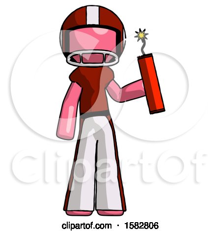 Pink Football Player Man Holding Dynamite with Fuse Lit by Leo Blanchette