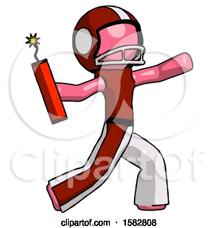 Pink Football Player Man Throwing Dynamite by Leo Blanchette