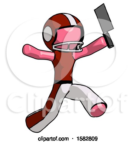 Pink Football Player Man Psycho Running with Meat Cleaver by Leo Blanchette