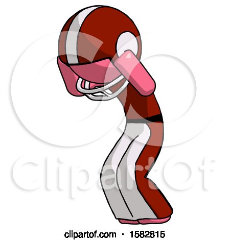 Pink Football Player Man with Headache or Covering Ears Turned to His Left by Leo Blanchette