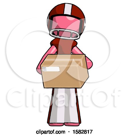 Pink Football Player Man Holding Box Sent or Arriving in Mail by Leo Blanchette