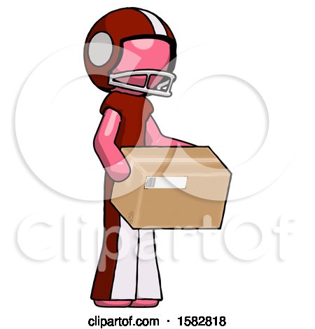 Pink Football Player Man Holding Package to Send or Recieve in Mail by Leo Blanchette