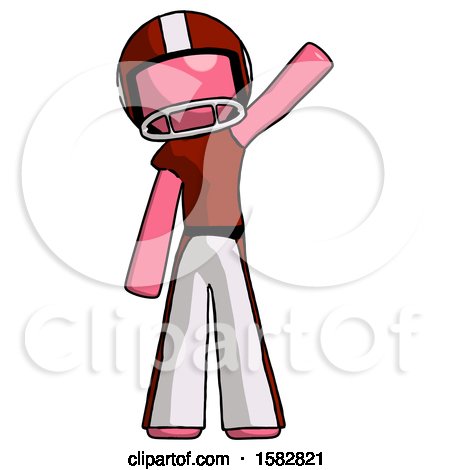 Pink Football Player Man Waving Emphatically with Left Arm by Leo Blanchette
