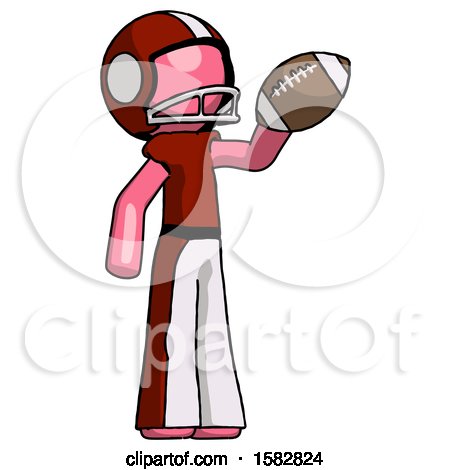 Pink Football Player Man Holding Football up by Leo Blanchette