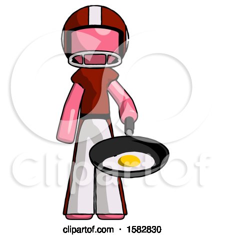 Pink Football Player Man Frying Egg in Pan or Wok by Leo Blanchette