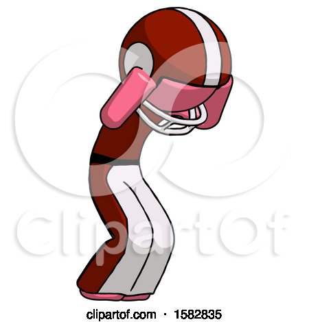 Pink Football Player Man with Headache or Covering Ears Turned to His Right by Leo Blanchette