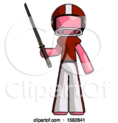 Pink Football Player Man Standing up with Ninja Sword Katana by Leo Blanchette