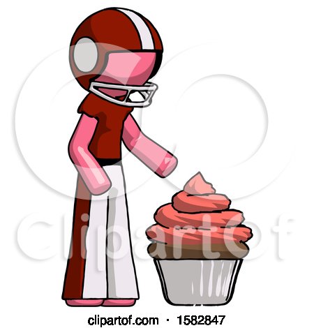 Pink Football Player Man with Giant Cupcake Dessert by Leo Blanchette