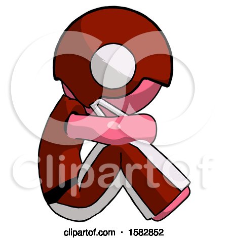 Pink Football Player Man Sitting with Head down Facing Sideways Right by Leo Blanchette