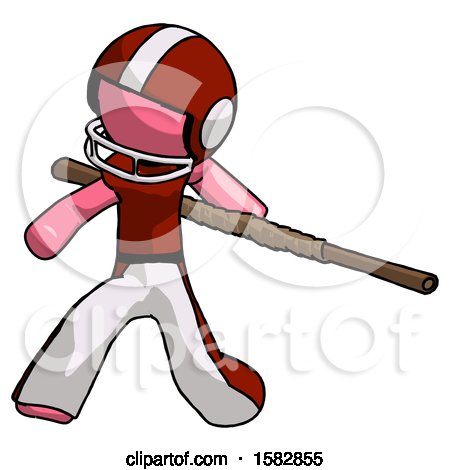 Pink Football Player Man Bo Staff Action Hero Kung Fu Pose by Leo Blanchette