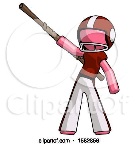 Pink Football Player Man Bo Staff Pointing up Pose by Leo Blanchette
