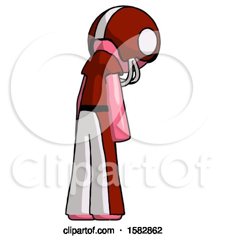 Pink Football Player Man Depressed with Head Down, Back to Viewer, Right by Leo Blanchette