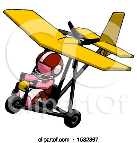 Pink Football Player Man in Ultralight Aircraft Top Side View by Leo Blanchette