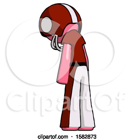 Pink Football Player Man Depressed with Head Down, Back to Viewer, Left by Leo Blanchette