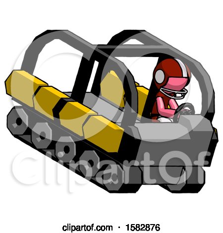 Pink Football Player Man Driving Amphibious Tracked Vehicle Top Angle View by Leo Blanchette