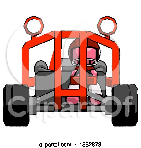 Pink Football Player Man Riding Sports Buggy Front View by Leo Blanchette