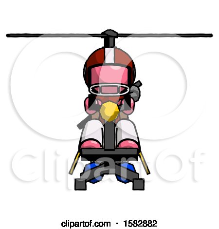 Pink Football Player Man Flying in Gyrocopter Front View by Leo Blanchette
