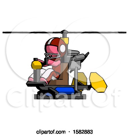 Pink Football Player Man Flying in Gyrocopter Front Side Angle View by Leo Blanchette
