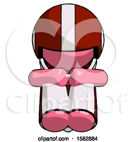 Pink Football Player Man Sitting with Head down Facing Forward by Leo Blanchette