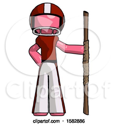 Pink Football Player Man Holding Staff or Bo Staff by Leo Blanchette