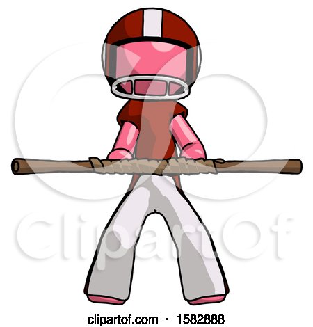 Pink Football Player Man Bo Staff Kung Fu Defense Pose by Leo Blanchette