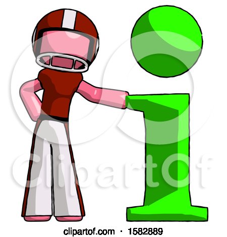 Pink Football Player Man with Info Symbol Leaning up Against It by Leo Blanchette