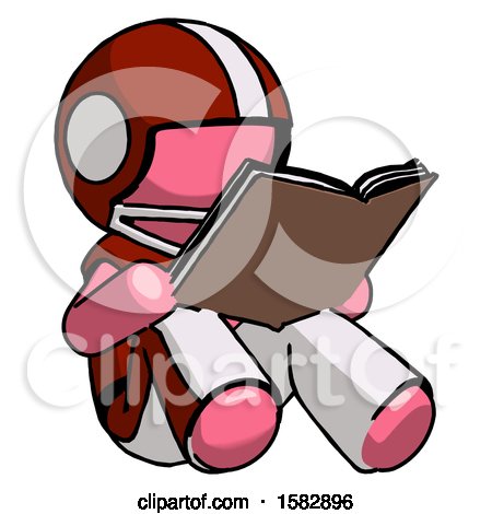Pink Football Player Man Reading Book While Sitting down by Leo Blanchette