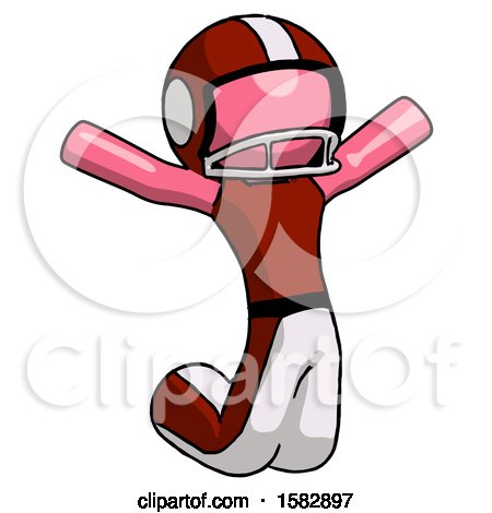 Pink Football Player Man Jumping or Kneeling with Gladness by Leo Blanchette