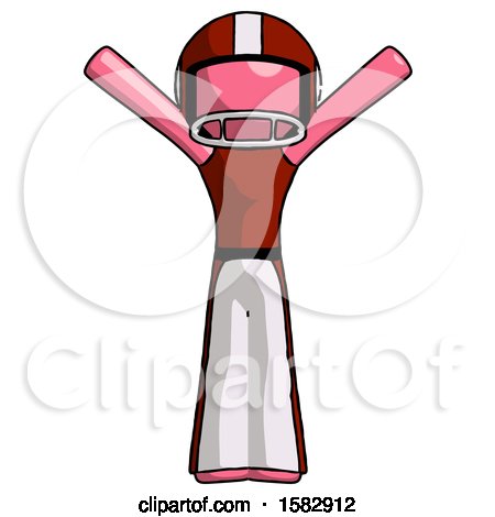 Pink Football Player Man with Arms out Joyfully by Leo Blanchette