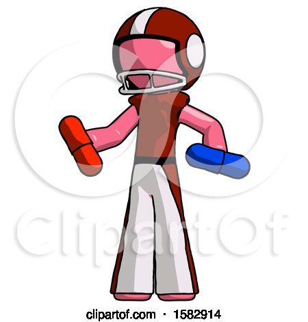 Pink Football Player Man Red Pill or Blue Pill Concept by Leo Blanchette