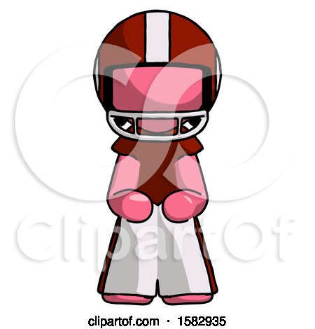 Pink Football Player Man Squatting Facing Front by Leo Blanchette