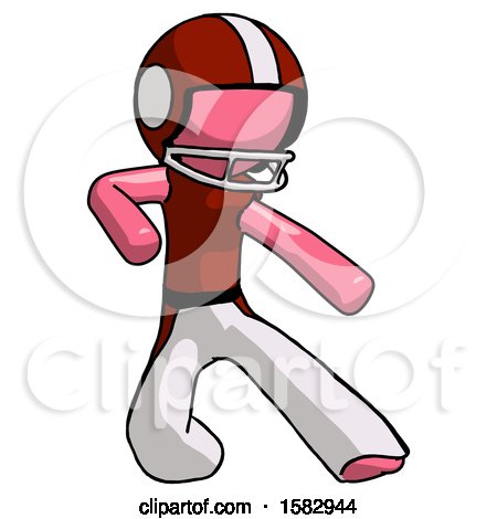 Pink Football Player Man Karate Defense Pose Right by Leo Blanchette