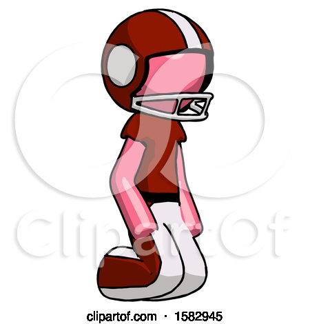 Pink Football Player Man Kneeling Angle View Right by Leo Blanchette