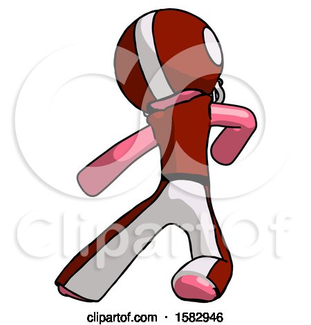 Pink Football Player Man Karate Defense Pose Left by Leo Blanchette