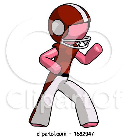 Pink Football Player Man Martial Arts Defense Pose Right by Leo Blanchette