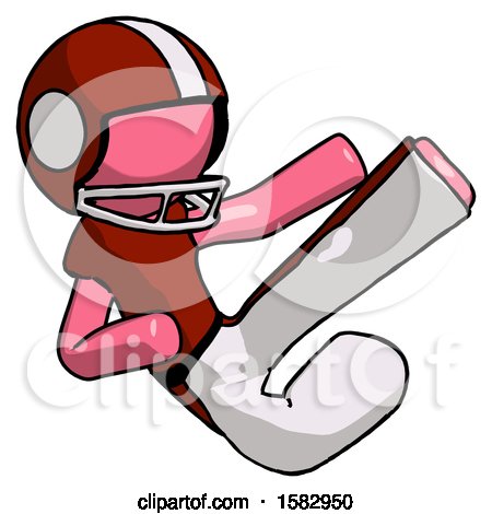 Pink Football Player Man Flying Ninja Kick Right by Leo Blanchette