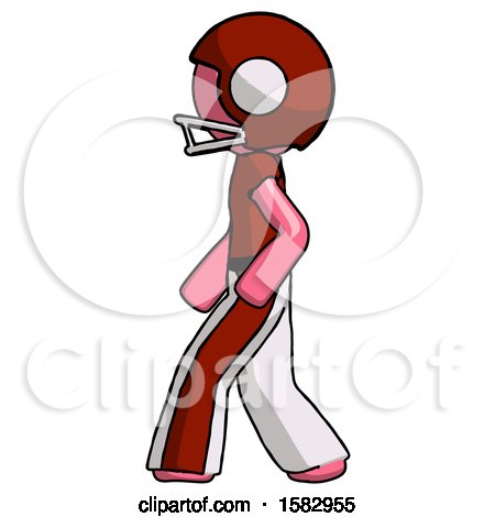 Pink Football Player Man Walking Left Side View by Leo Blanchette