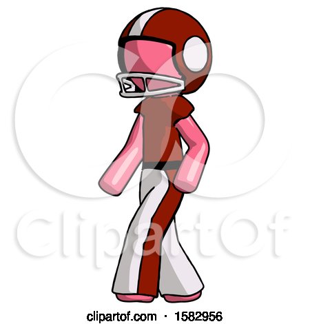Pink Football Player Man Man Walking Turned Left Front View by Leo Blanchette