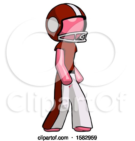 Pink Football Player Man Walking Turned Right Front View by Leo Blanchette