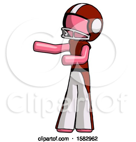 Pink Football Player Man Presenting Something to His Right by Leo Blanchette
