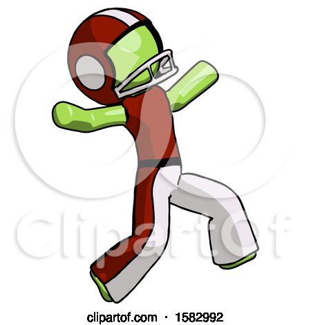 Green Football Player Man Running Away in Hysterical Panic Direction Right by Leo Blanchette