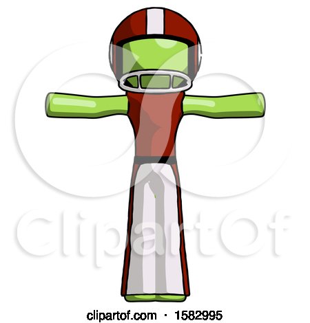 Green Football Player Man T-Pose Arms up Standing by Leo Blanchette