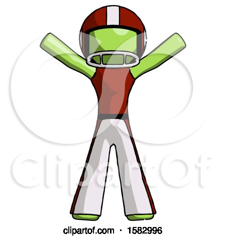 Green Football Player Man Surprise Pose, Arms and Legs out by Leo Blanchette