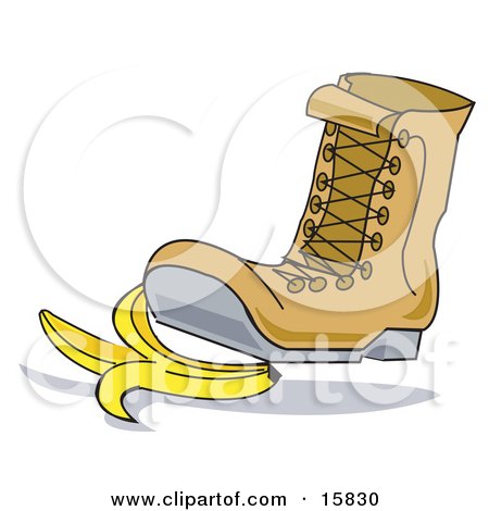 Boot Stepping On A Banana Peel Clipart Illustration by Andy Nortnik