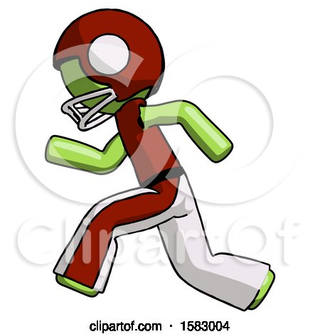 Green Football Player Man Running Fast Left by Leo Blanchette
