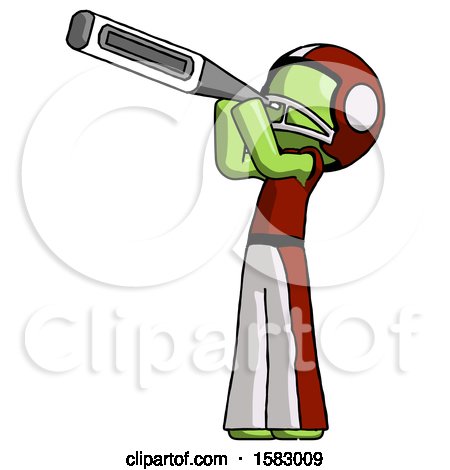 Green Football Player Man Thermometer in Mouth by Leo Blanchette