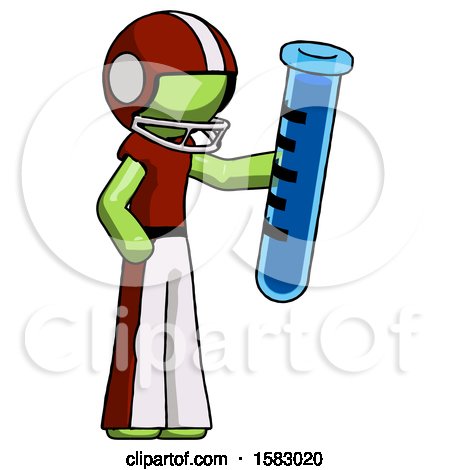 Green Football Player Man Holding Large Test Tube by Leo Blanchette